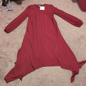 Linear By Rachel Riss Chic Red Long Sleeve Dress